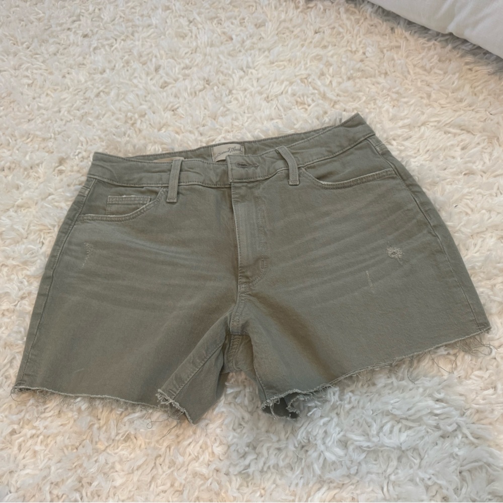 Olive green denim shorts